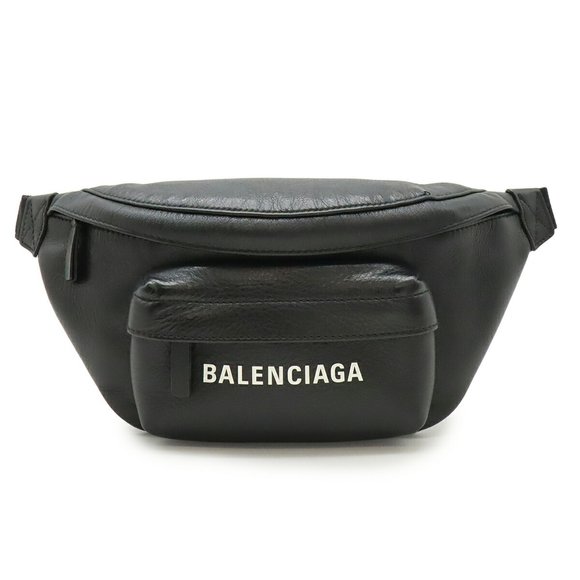 BALENCIAGA EVERYDAY body bag, waist pouch, belt bag in black leather (579617) - Picture 1 of 8